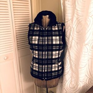 Woolrich Vintage Wool Vest with Faux Fur Lining - Black & Cream Buffalo …